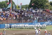 試合前応援席に挨拶