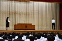 壮行会（生徒会長壮行の言葉）